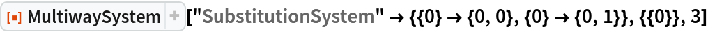 ResourceFunction["MultiwaySystem"][
 "SubstitutionSystem" -> {{0} -> {0, 0}, {0} -> {0, 1}}, {{0}}, 3]