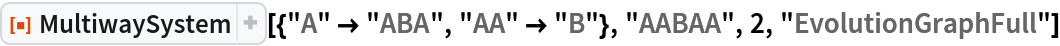 ResourceFunction[
 "MultiwaySystem"][{"A" -> "ABA", "AA" -> "B"}, "AABAA", 2, "EvolutionGraphFull"]