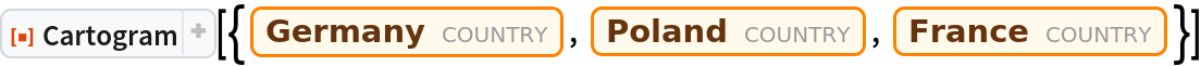 ResourceFunction[
 "Cartogram"][{Entity["Country", "Germany"], Entity["Country", "Poland"], Entity["Country", "France"]}]