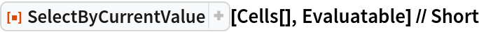 ResourceFunction["SelectByCurrentValue"][Cells[], Evaluatable] // Short